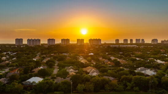 Pelican Bay Sunset Naples Aerials Stock Photography