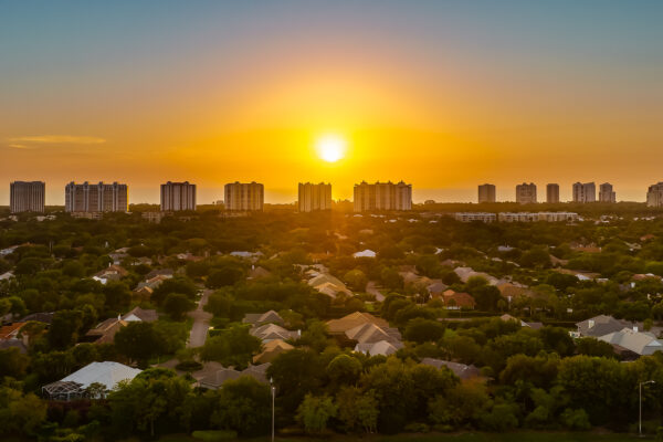 Pelican Bay Sunset Naples Aerials Stock Photography