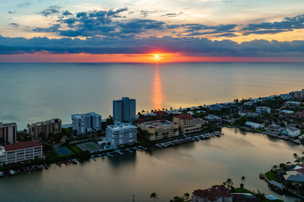 Vanderbilt Beach Sunset Naples Aerial Stock Photography