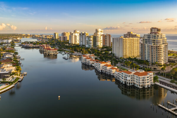 Park Shore Naples Twilight Aerial Stock Photography-2
