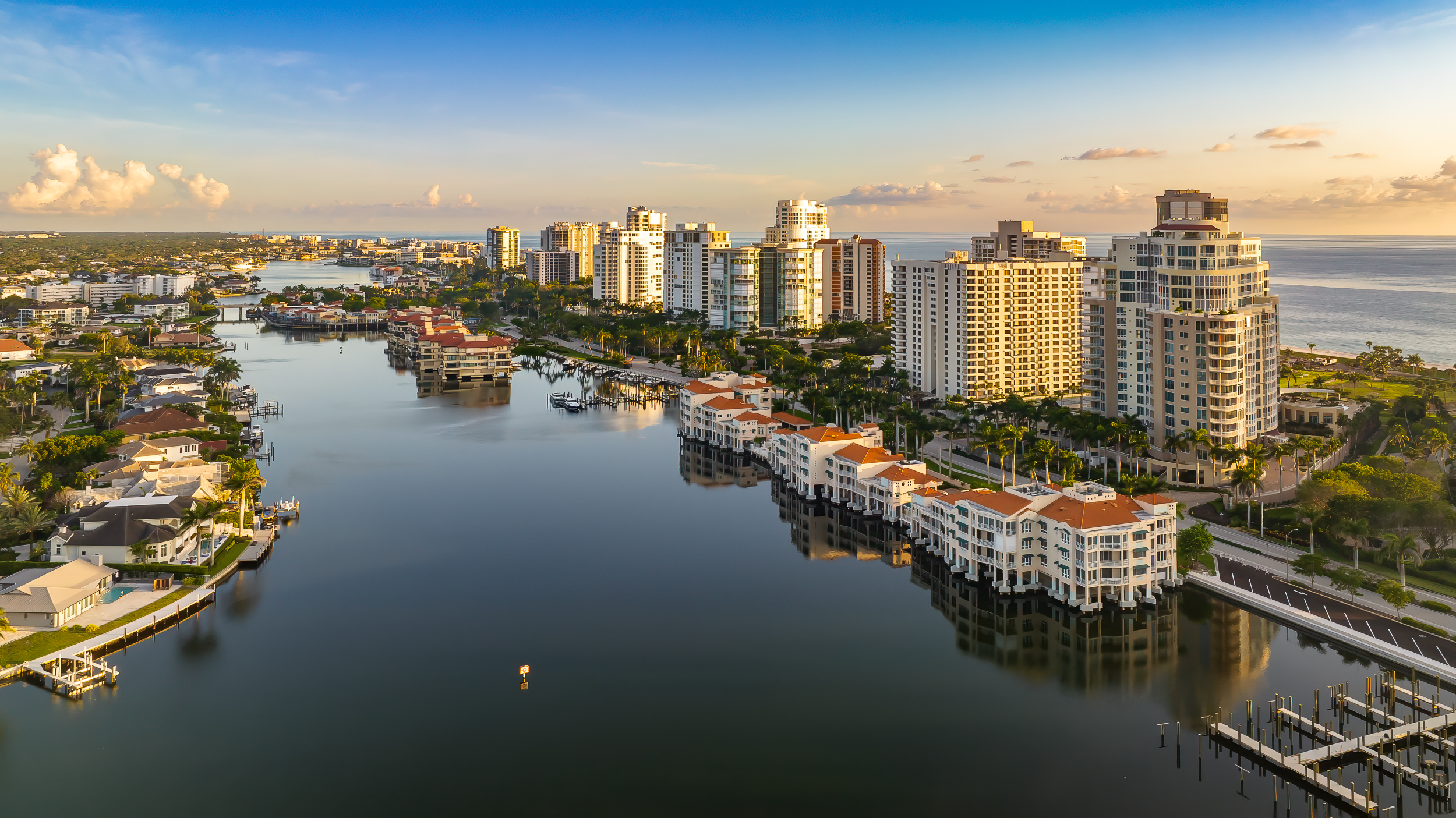 Park Shore Naples Twilight Aerial Stock Photography-2
