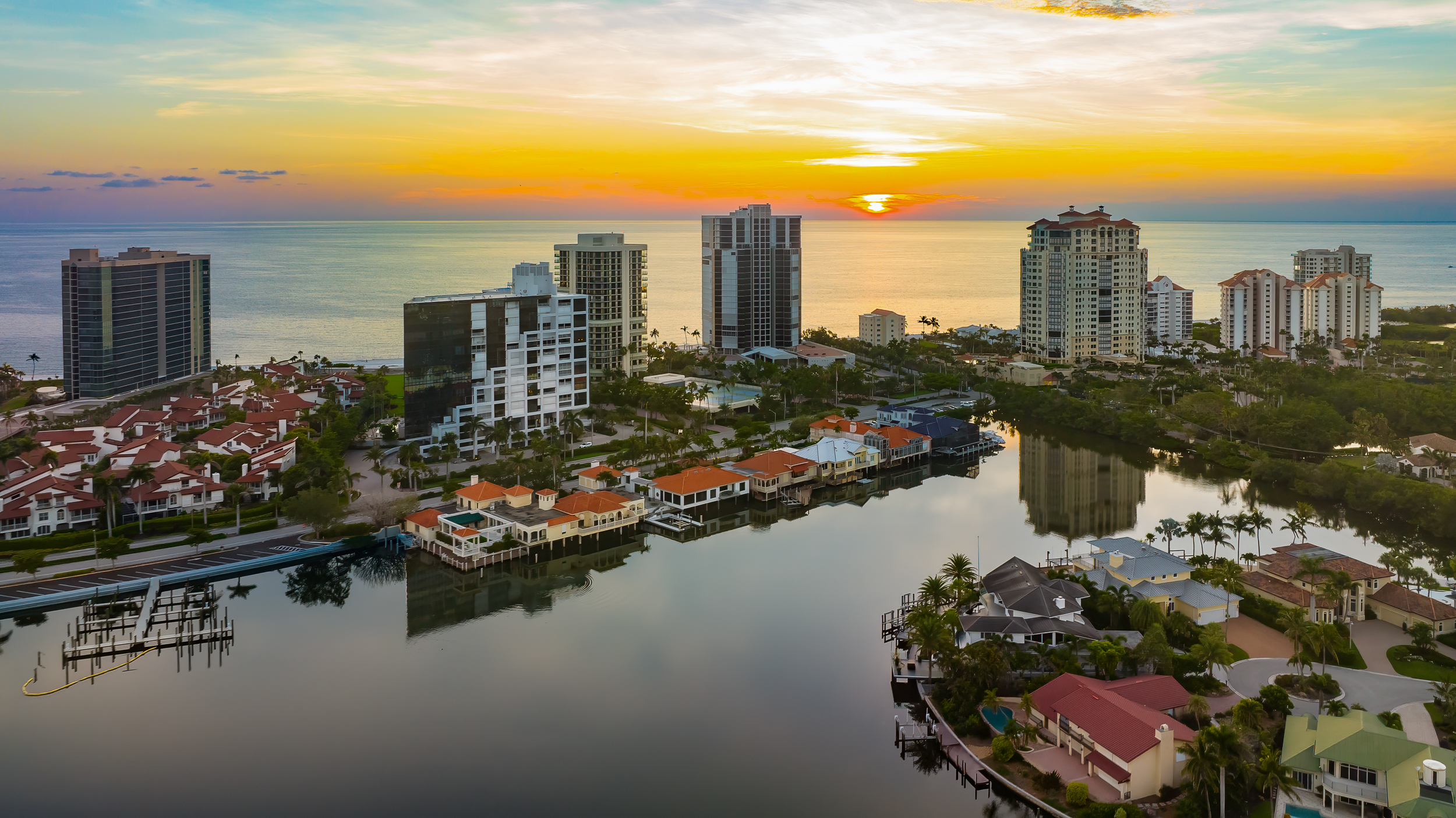 Park Shore Naples Twilight Aerial Stock Photography-3