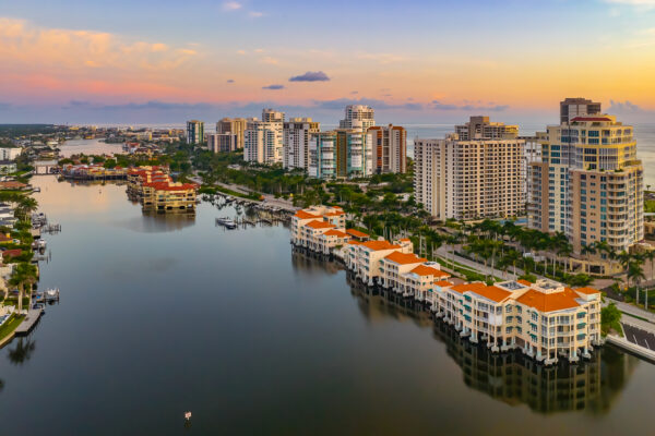 Park Shore Naples Twilight Aerial Stock Photography-4