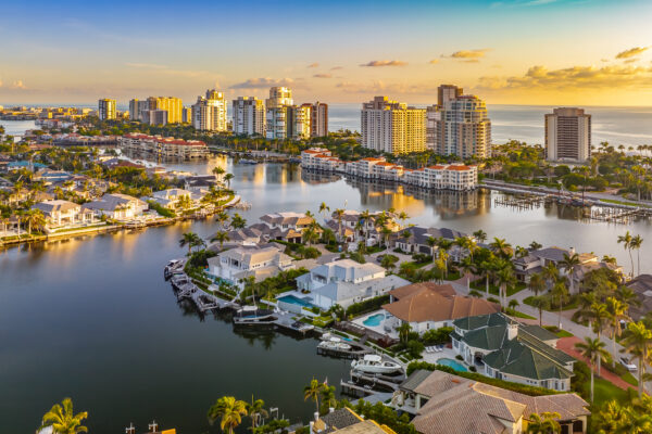 Park Shore Naples Twilight Aerial Stock Photography