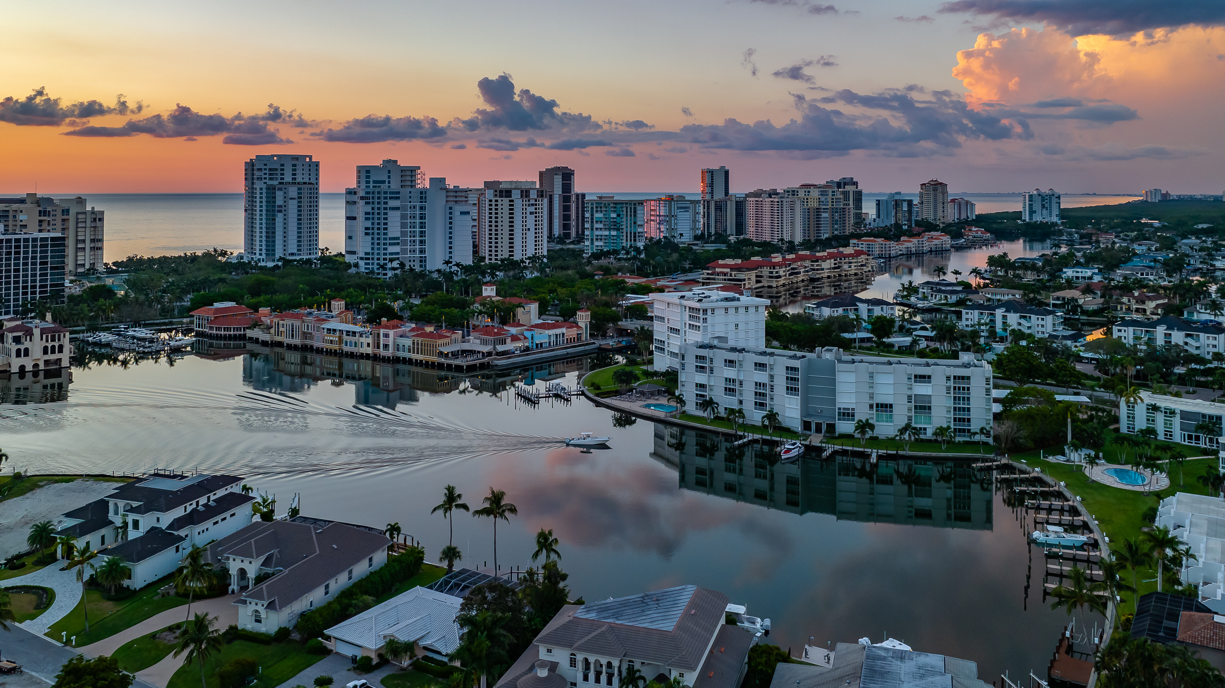 Park Shore Naples Sunset Aerial Stock Photography-2