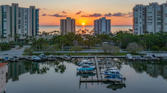 Park Shore Naples Sunset Aerial Stock Photography