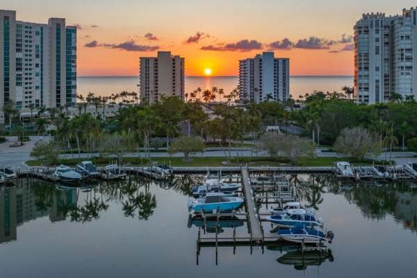 Park Shore Naples Sunset Aerial Stock Photography