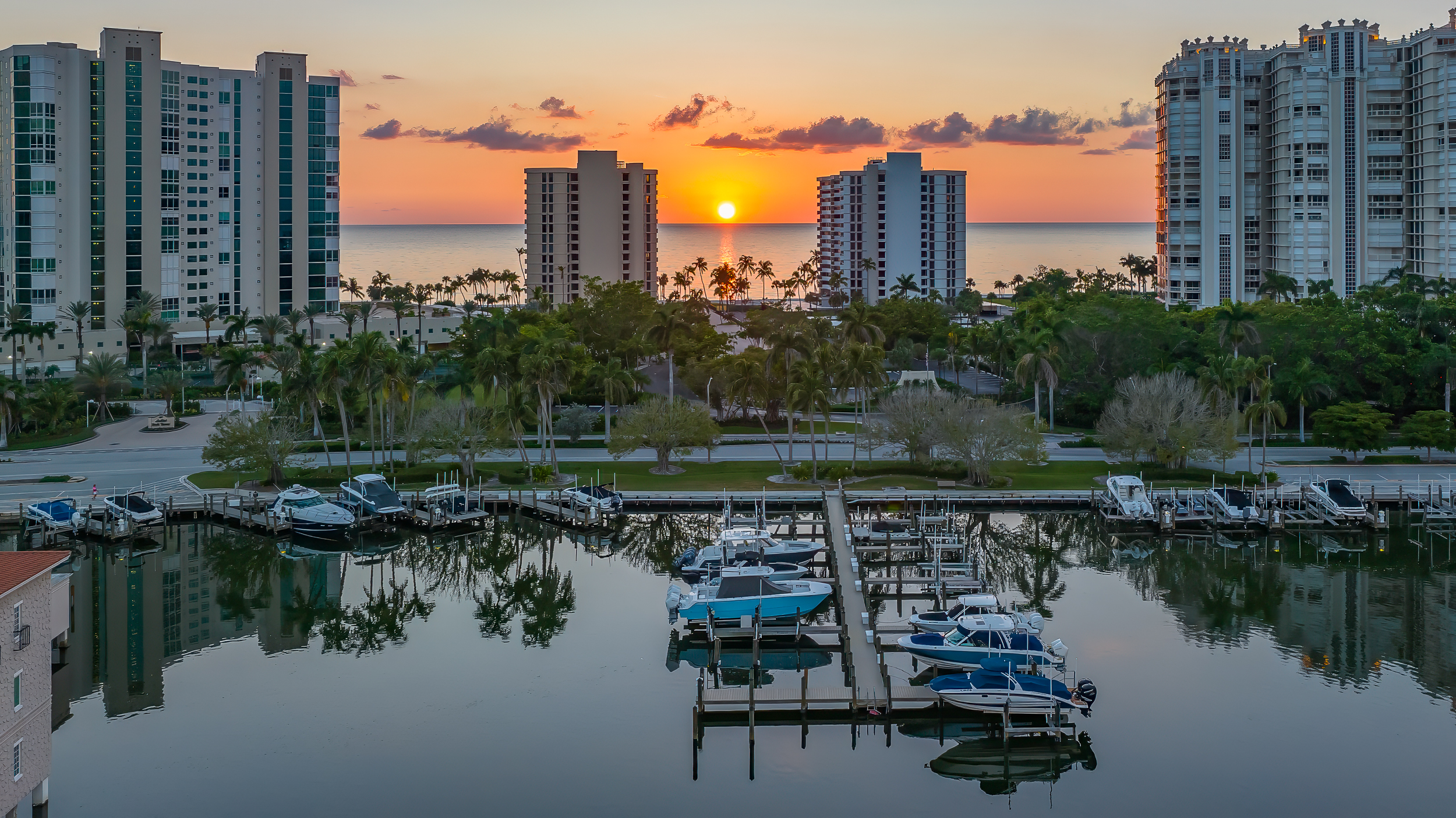 Park Shore Naples Sunset Aerial Stock Photography
