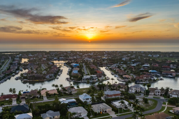Marco Island Sunset Aerial Stock Photography