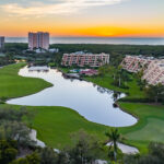 Pelican Bay Sunset Aerial Stock Photography