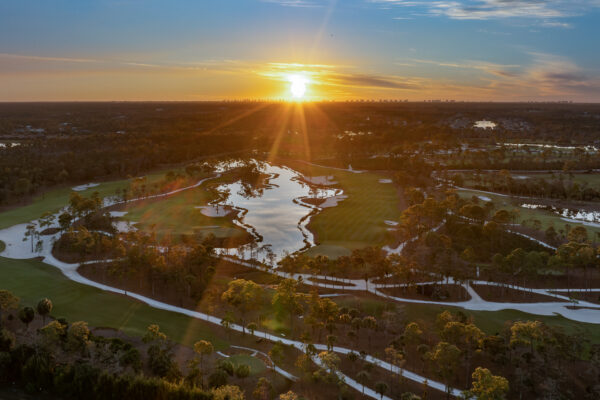 Calusa Pines Golf Sunset Naples Aerial Stock Photography
