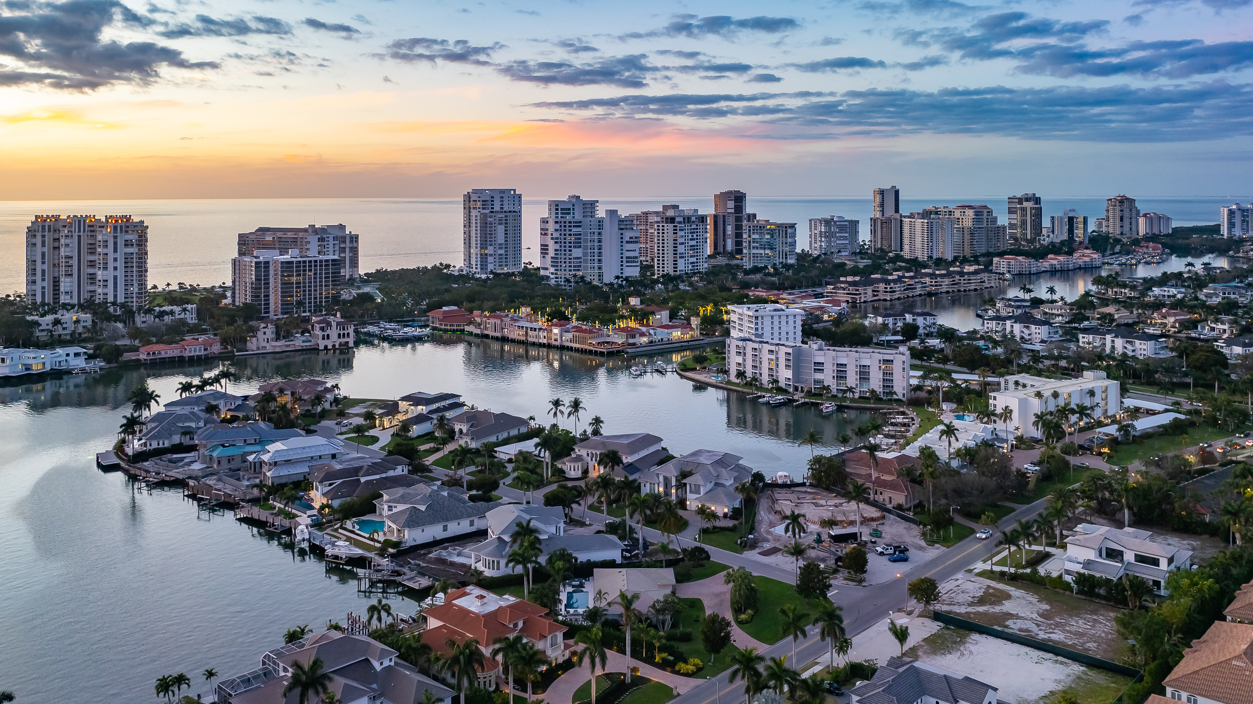 Park Shore Area Twlight Naples Aerial Stock Photography-2