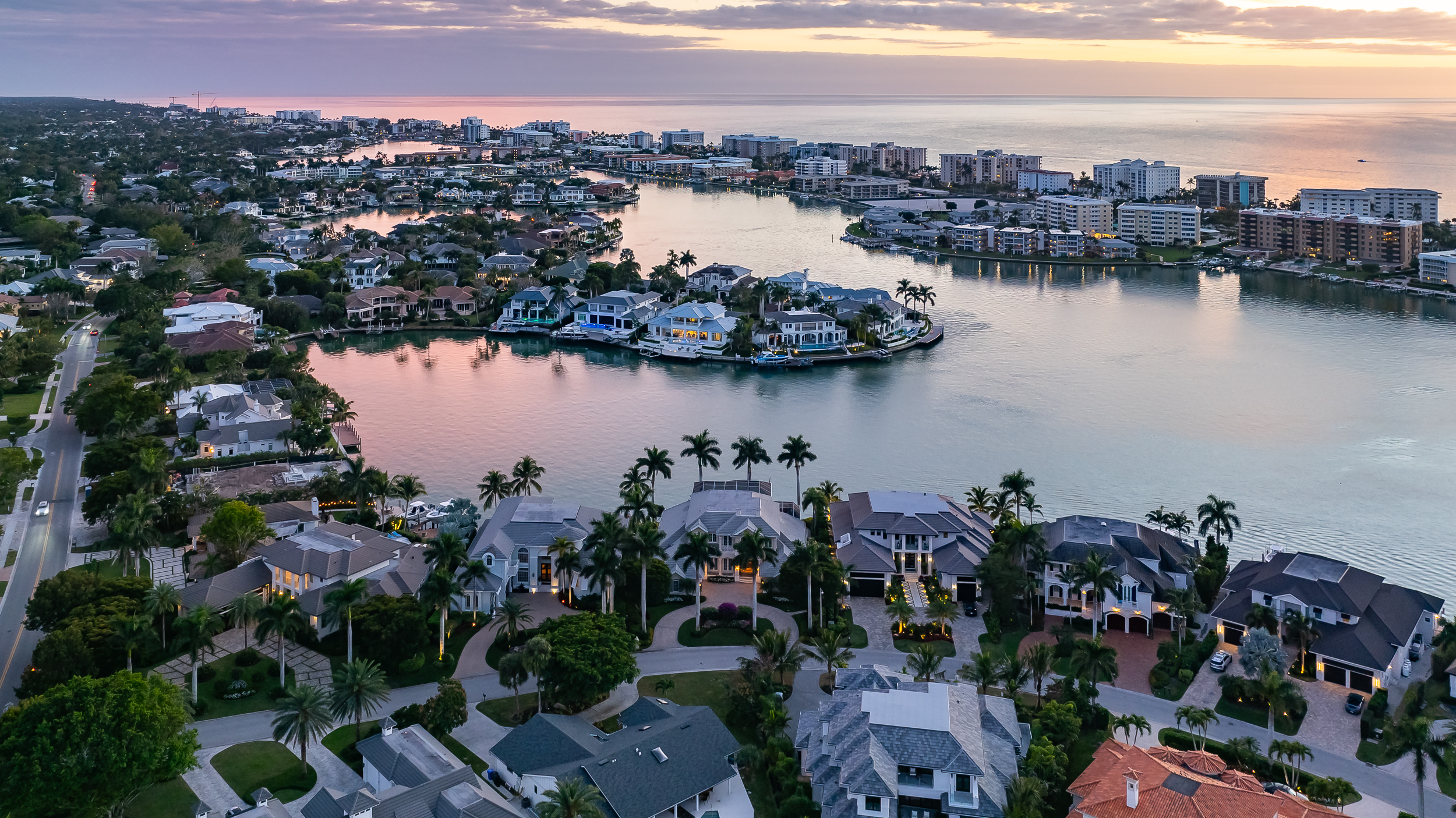 Park Shore Area Twlight Naples Aerial Stock Photography-3