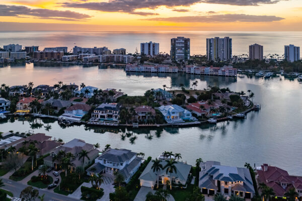 Park Shore Area Twlight Naples Aerial Stock Photography