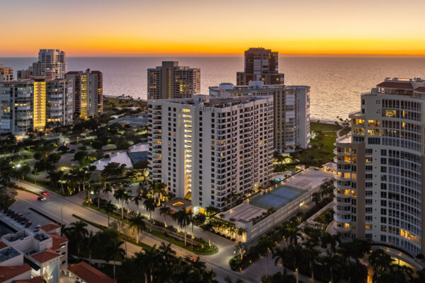 Park Shore Naples Twilight Aerial Stock Photography