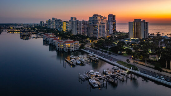 Park Shore Naples Twilight Aerial Stock Photography-2