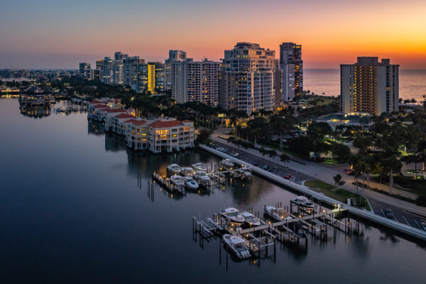 Park Shore Naples Twilight Aerial Stock Photography-2