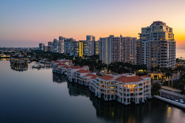 Park Shore Naples Twilight Aerial Stock Photography