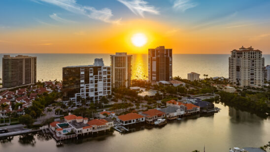 Park Shore Sunset Naples Aerial Stock Photography
