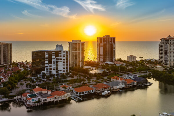 Park Shore Sunset Naples Aerial Stock Photography