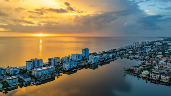 Vanderbilt Beach Sunset Naples Aerial Stock Photography