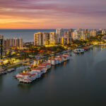 Park Shore Venetian Bay Night Naples Aerial Stock Photography