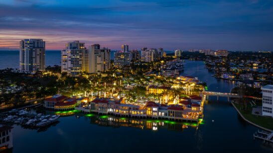 Park Shore Venetian Bay Night Naples Aerial Stock Photography-2