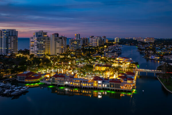 Park Shore Venetian Bay Night Naples Aerial Stock Photography-2