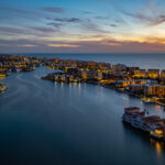 Park Shore Venetian Bay Night Naples Aerial Stock Photography-3