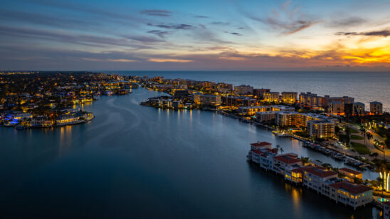 Park Shore Venetian Bay Night Naples Aerial Stock Photography-3