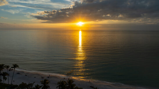 Naples Sunset Aerial Stock Photography