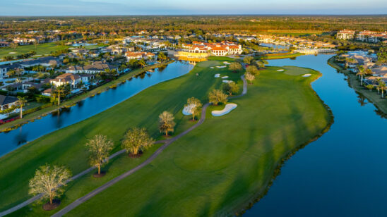 Talis Park Twilight Naples Aerial Stock Photography_