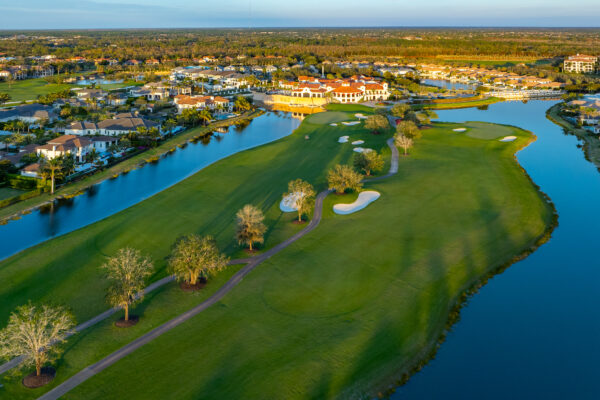 Talis Park Twilight Naples Aerial Stock Photography_