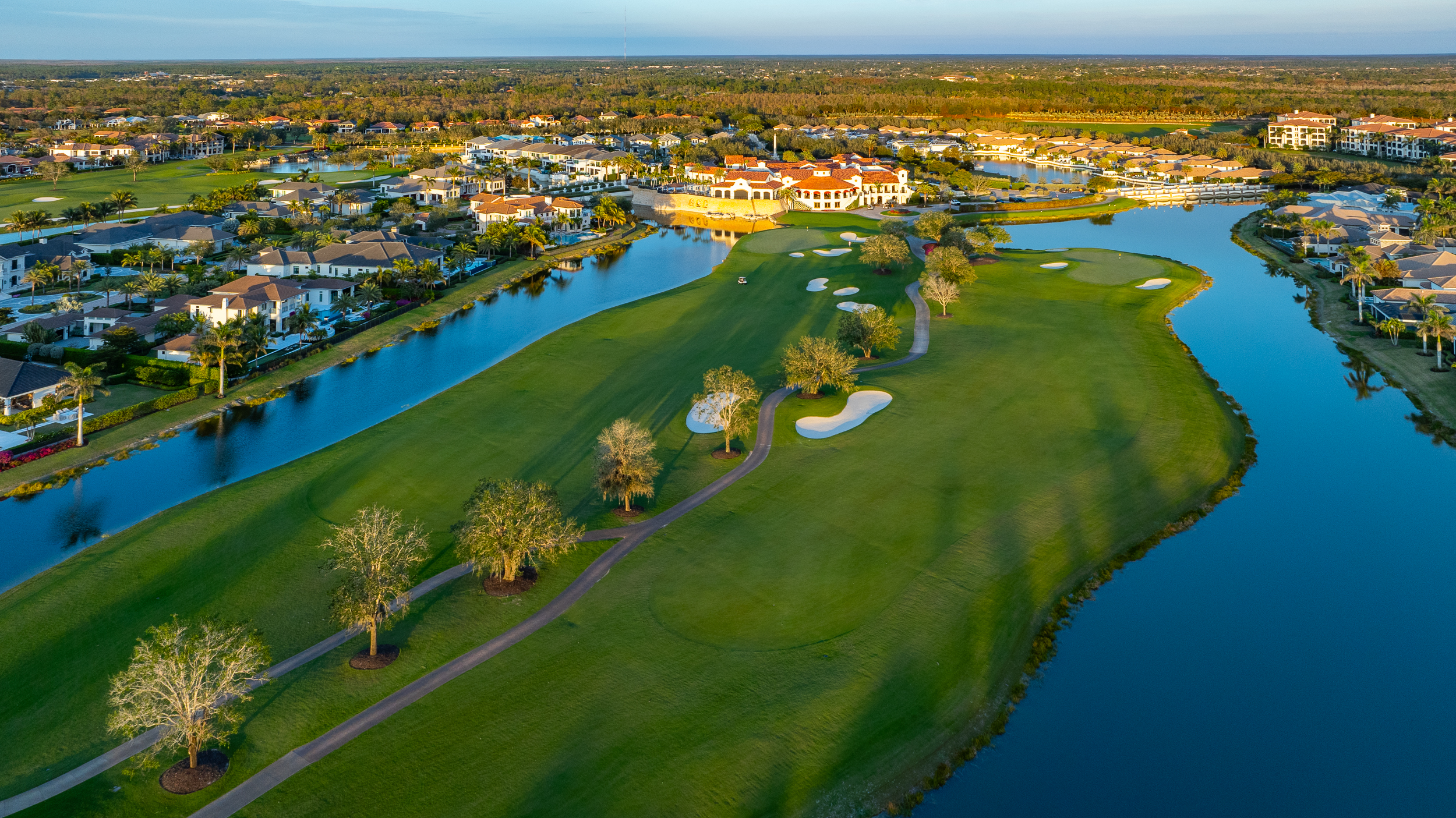 Talis Park Twilight Naples Aerial Stock Photography_