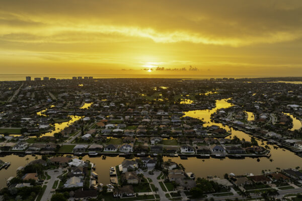 Marco Island Sunset Aerial Stock Photography