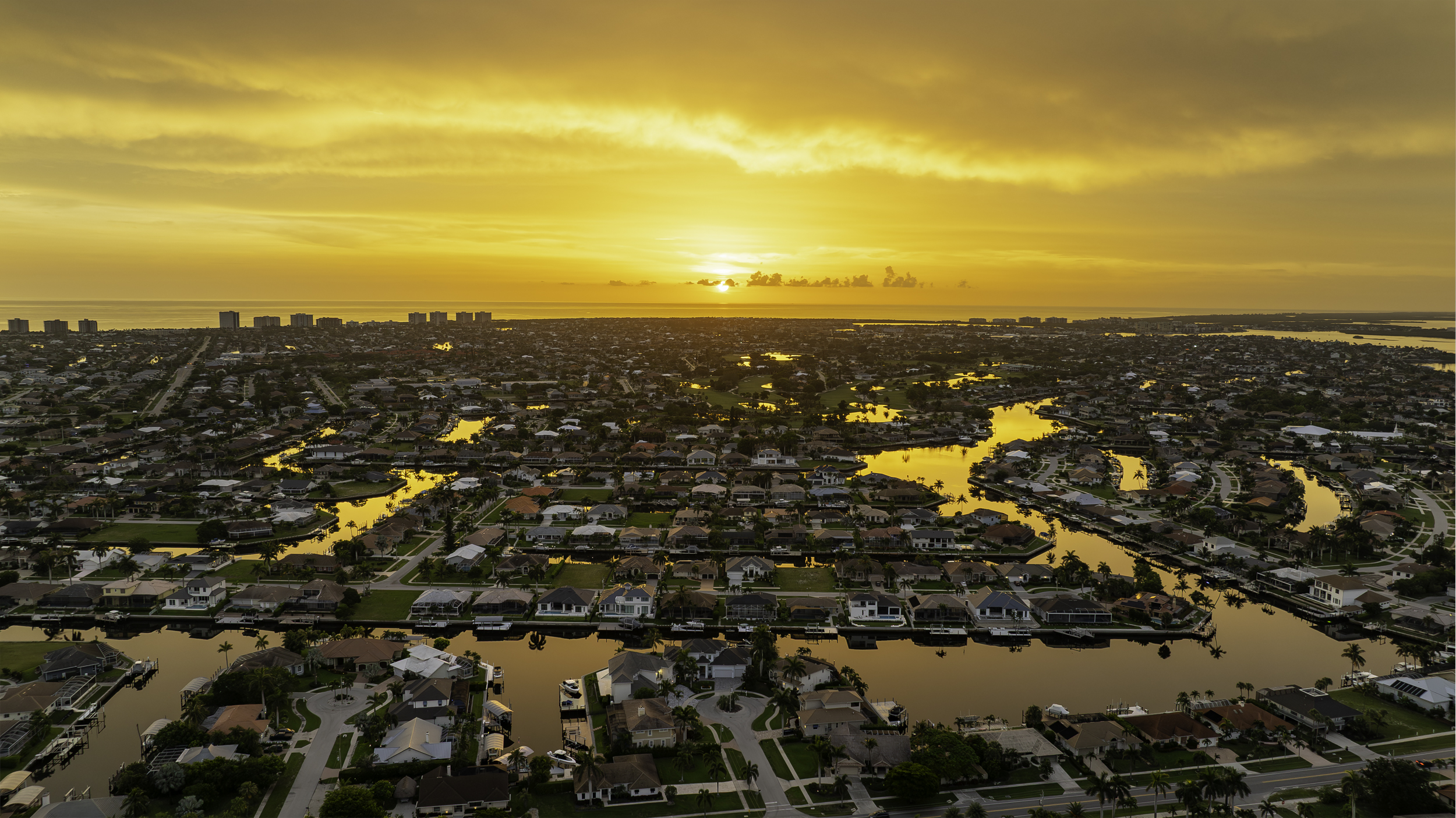 Marco Island Sunset Aerial Stock Photography
