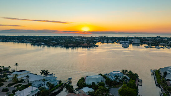 Royal Harbor Naples Bay Sunset Aerial Stock Photography-3