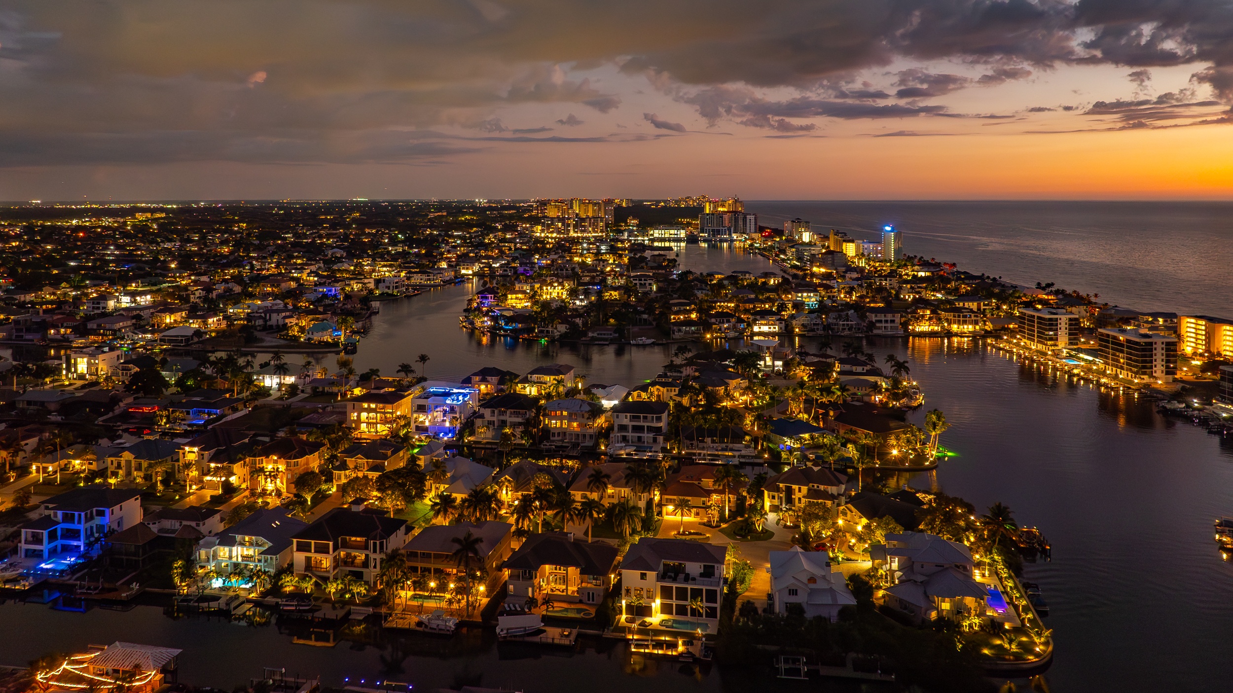 Vanderbilt Beach Conners Night Naples Aerial Stock Photography-5