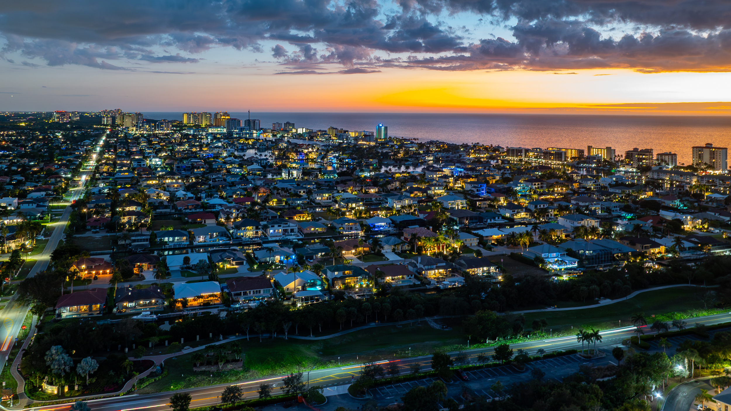 Vanderbilt Beach Conners Night Naples Aerial Stock Photography