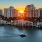 Park Shore Venetian Night Naples Aerial Stock Photography