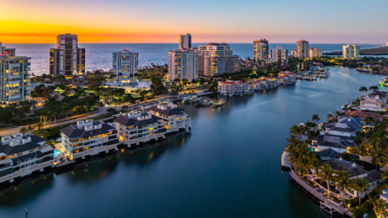 Park Shore Venetian Night Naples Aerial Stock Photography-2