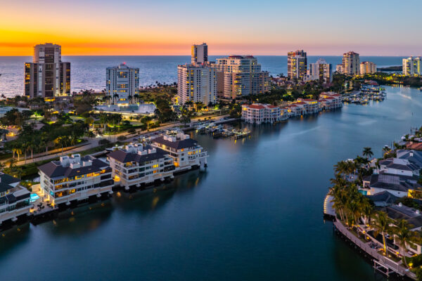 Park Shore Venetian Night Naples Aerial Stock Photography-2