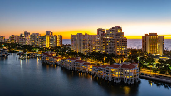 Park Shore Venetian Night Naples Aerial Stock Photography-4
