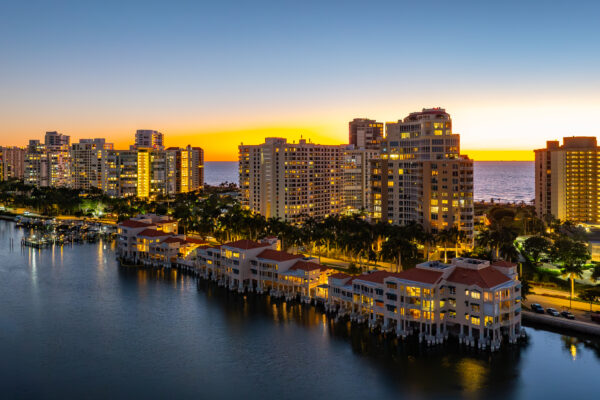 Park Shore Venetian Night Naples Aerial Stock Photography-4