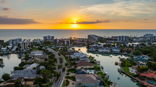 The Moorings Sunset Naples Aerial Stock Photography-3