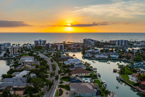 The Moorings Sunset Naples Aerial Stock Photography-3