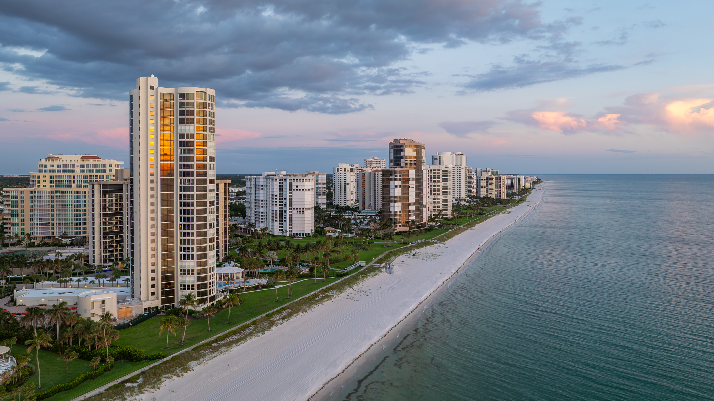 Park Shore Twlight Aerial Stock Photography-4