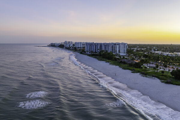 Lowdermilk Park Beach Sunrise Naples Aerial Stock Photography-3