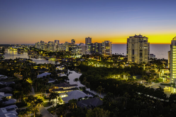 Park Shore Naples Night Aerial Stock Photography
