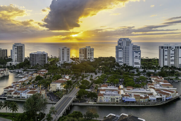 Park Shore Venetian Village Sunset Naples Aerial Stock Photography-3